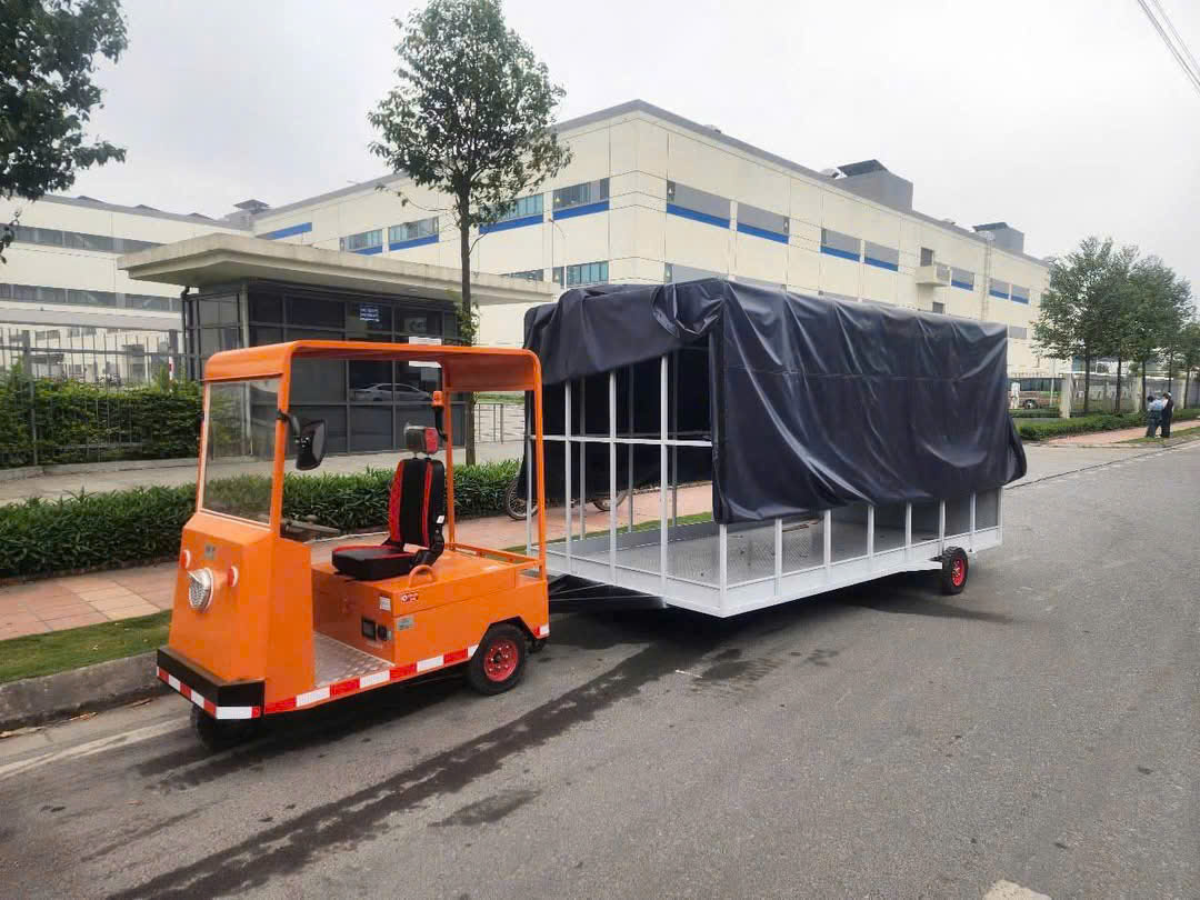 Xe Điện Mini Đầu Kéo Rơ Moóc Thùng Bạt Siêu Dài
