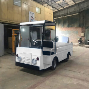 Xe Điện 4 Bánh Thùng Lửng Dáng Vuông Có Mái Che Cabin